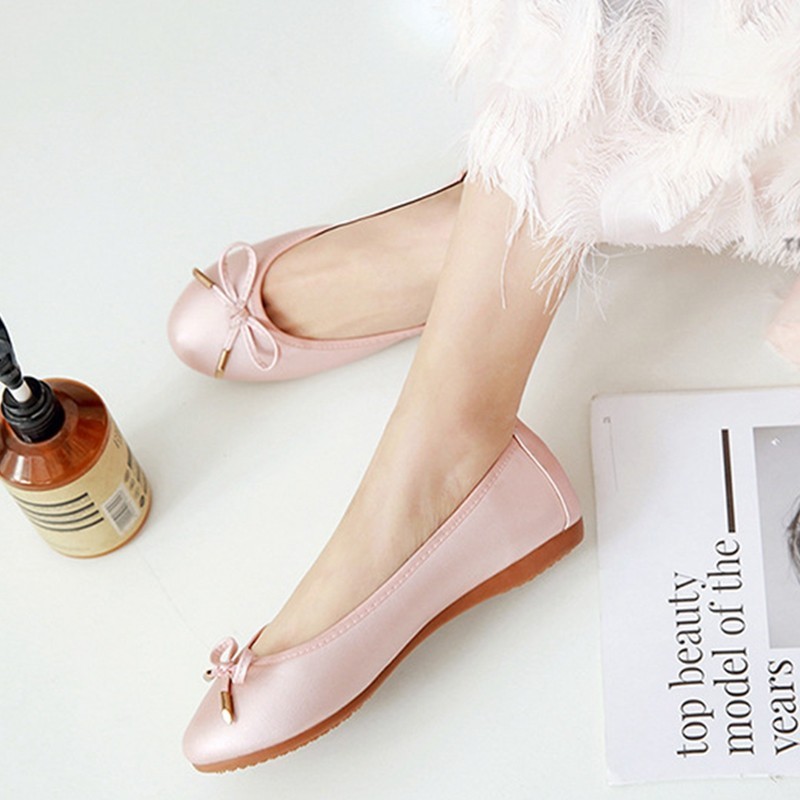 Giày Búp Bê Đế Bằng Đính Nơ Xinh Xắn Thời Trang Cho Nữ