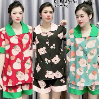 Đồ Bộ Pijama - Đồ Ngủ Bigsize Mặc Nhà Đùi Lụa Nhật Cao Cấp Đủ size 40-95kg Nữ Áo Áo Ngủ Bộ  Đồ  Ngủ  Pyjama Bigsize