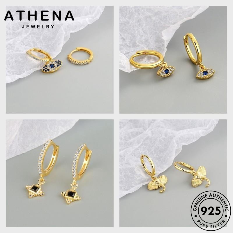 Athena JEWELLY Vàng Kim Cương Nữ 925 Bông Tai Thời Trang Hoop Moissanite Bạc M125