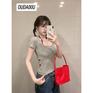 OUDAIXIU áo phông áo thun nữ croptop baby tee Comfortable Phong cách Fashion Casual WSQ24415GA 19Z240508