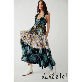 Dance1o1-nữ In Hoa Dây Đeo Vai Không Tay Mùa Hè Xoay Lớn Chữ A Đầm