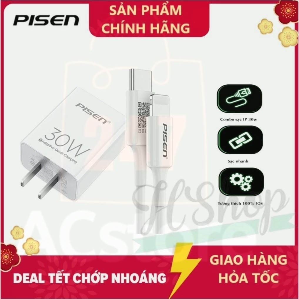 [ Pisen 30W / 20W ] Bộ sạc / Củ Sạc PISEN QUICK PD 20W / 30W  TS-C160( bán lẻ củ hoặc dây  )