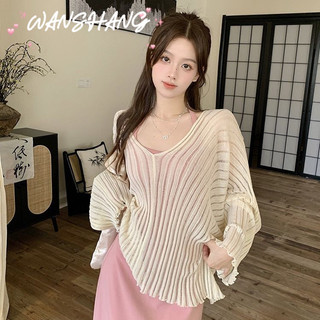 WANSHANG áo kiểu Áo Chống Nắng Nữ áo phông áo thun nữ croptop INS Thanh lịch WMJ2430S00 21Z240519