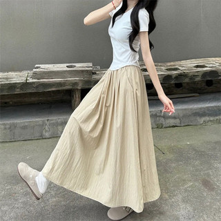 Váy Yamamoto dáng rộng eo cao phong cách nhàn rỗi Váy thường ngày mỏng mùa hè Hàn Quốc