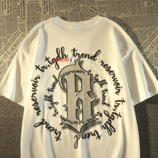Áo thun cotton nguyên chất hiphop retro Mỹ hip hop nam thời trang đường phố thương hiệu oversize dáng rộng hàng đầu