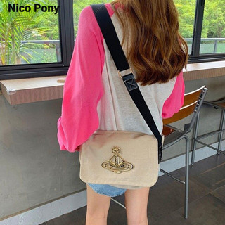 Túi vải canvas cổ điển của nữ Nico Pony Túi đeo chéo đi lại cổ điển mới