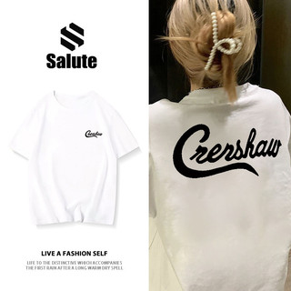 Local brand chính hãng SALUTE Áo phông nữ trắng form rộng mùa hè áo thun in hình girl phố fashion cotton Y1209