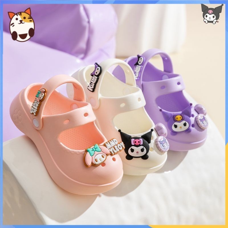 Dép Nữ Dép Công Chúa Kuromi Nhà Hoạt Hình Dép Bé Gái Baotou Lỗ Giày Bên Ngoài Mặc Đế Mềm Chống Trơn Trượt 0JWE