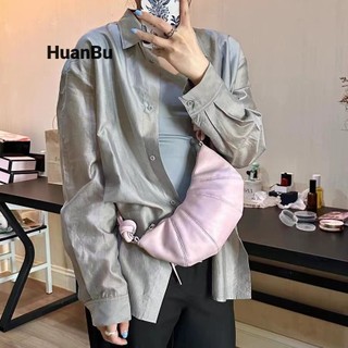 Huan Bu Nữ thiểu số bánh sừng bò mới phong cách Hàn Quốc màu trơn đơn giản đeo vai đi lại tất cả trong một túi bánh bao đeo chéo