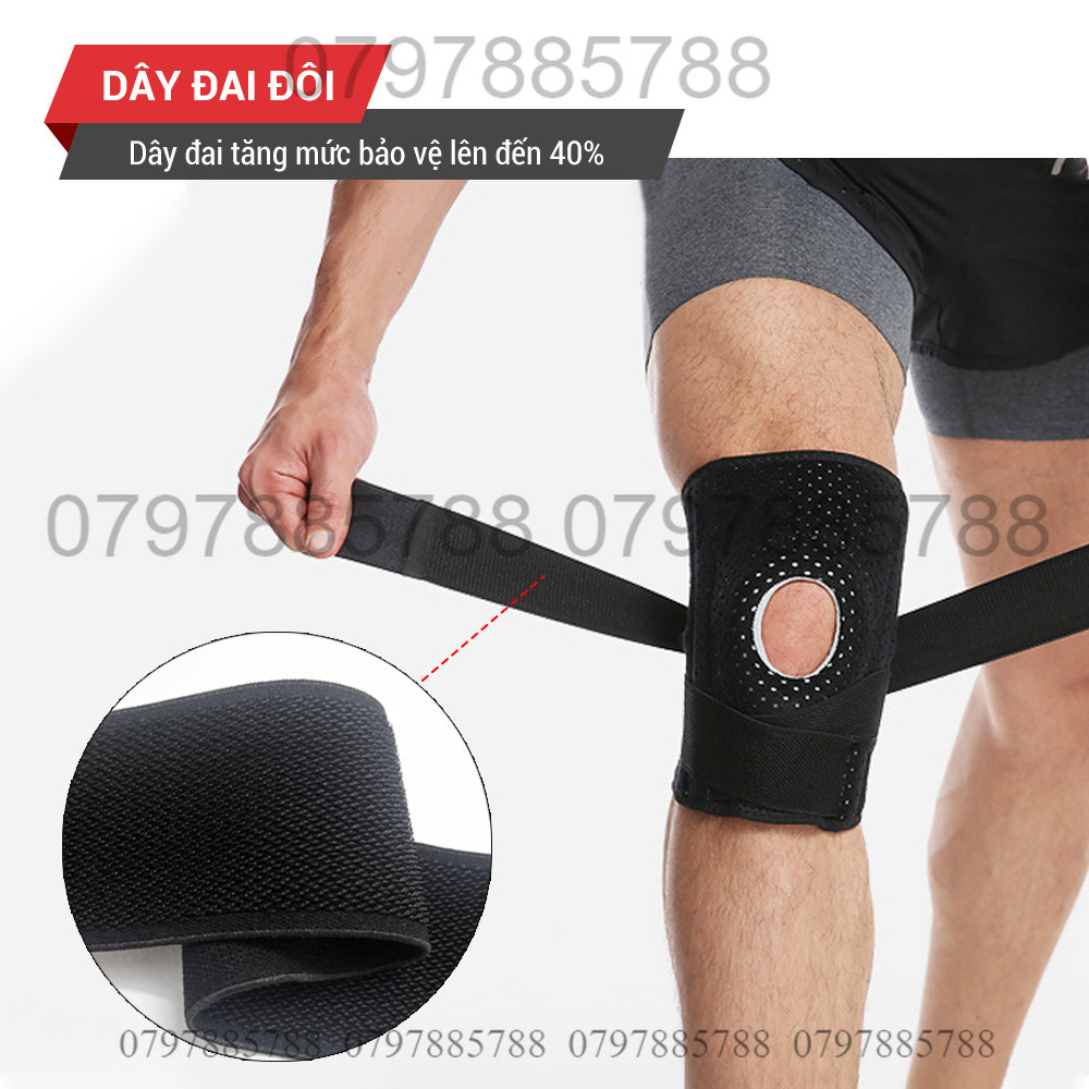 Băng gối bảo vệ đầu gối GoodFit GF512K bó gối thể thao có đệm Silicone, thanh lò xo trợ lực