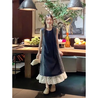 Váy Liền Nối Cổ Điển Cỡ Lớn Váy Dài Không Tay Khí Chất Thích Hợp Thiết Kế Rộng Rãi Cho Nữ