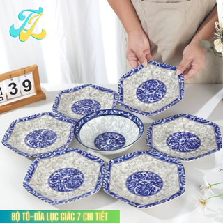 Bộ Đĩa Gốm Sứ Lục Giác Chia Món Ăn Chính,Bát Tô Gốm Sứ
