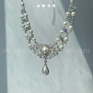 Vòng cổ giọt ngọc trai nhẹ sang trọng phong cách nổi tiếng Pháp phong cách cổ điển choker