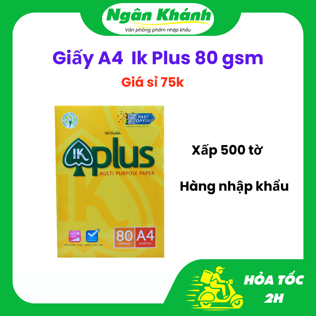 [1 Xấp = 500 tờ] giấy A4 Ik Plus 80gsm Indonesia mã GI017 - Vppngankhanh