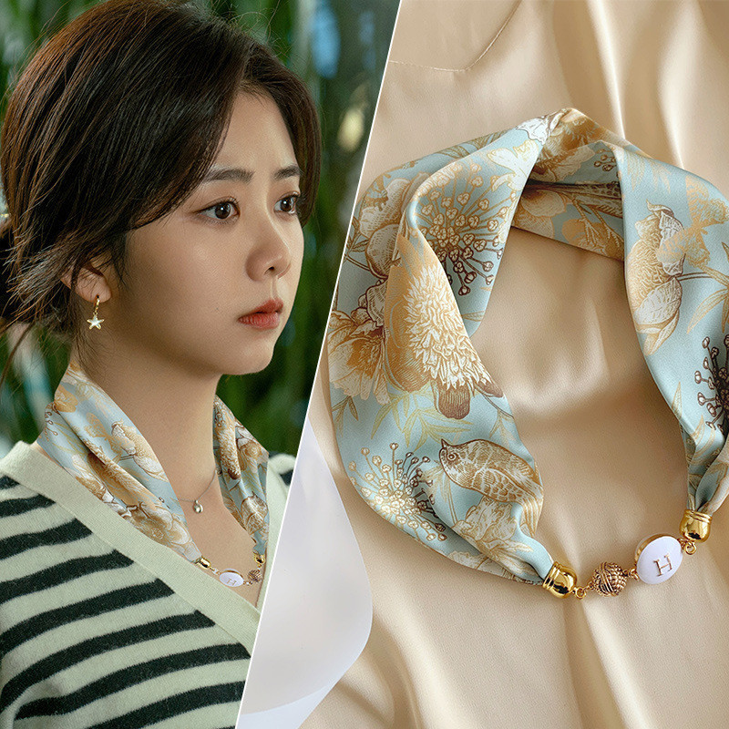 Khóa Từ Khăn Lụa Nữ Ngọc Trai Vòng Cổ Trang Trí Khăn Cổ Bảo Vệ Trang Trí