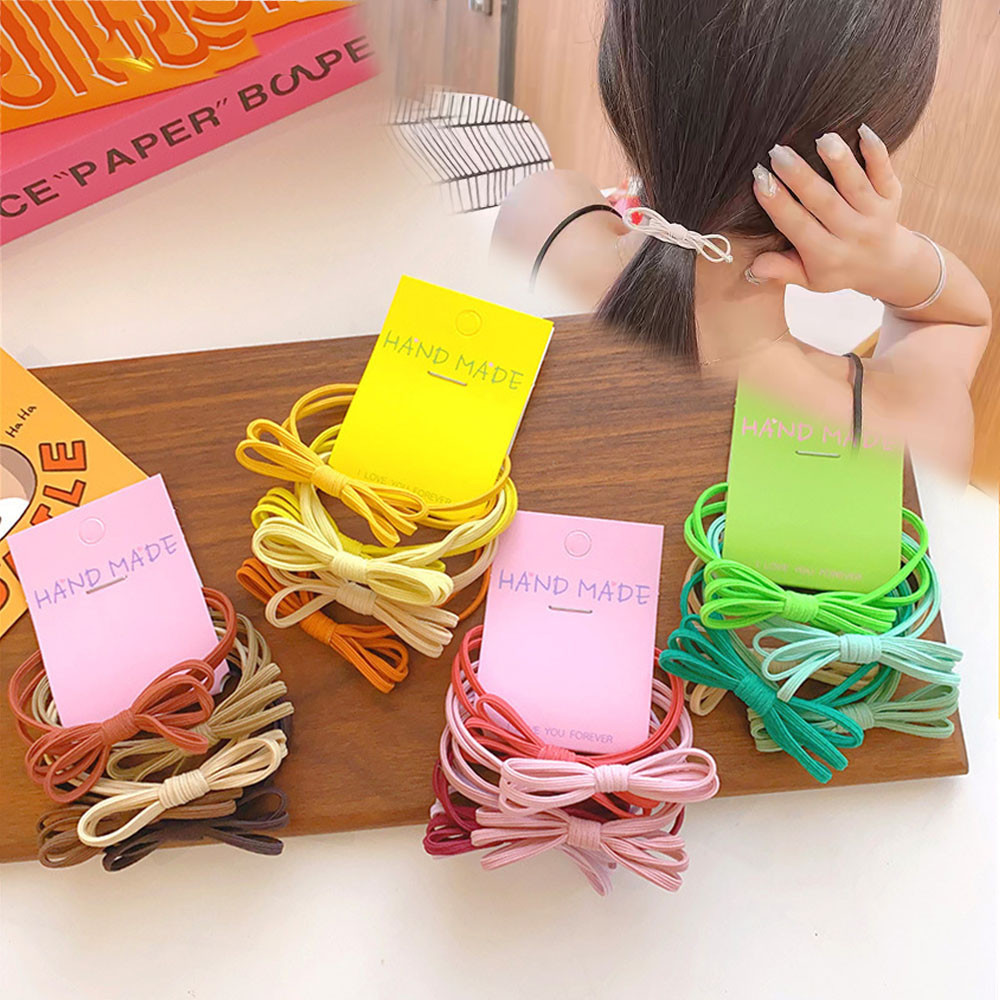5 Cái / bộ Đơn Giản Handmade Nơ Dây Buộc Tóc Đầy Màu Sắc Nơ Hairrope Dành Cho Nữ Bé Gái Thời Trang Đ