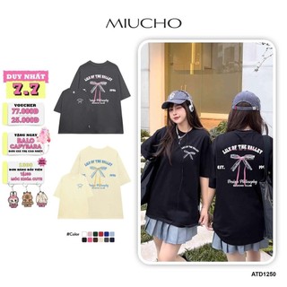 Áo thun hình nơ form rộng local brand ATD1250 Miucho tay ngắn cổ tròn in mix