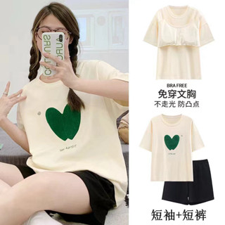 Bộ đồ ngủ có miếng đệm ngực Quần Short ngắn tay Bộ hai mảnh dành cho nữ Áo khoác ngoài mùa hè Quần áo thường ngày đi học