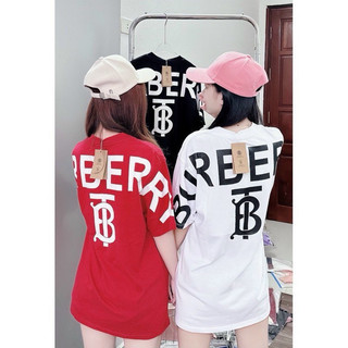 Hàng chất lượng cao Burber thời trang giản dị mới hợp thời trang thương hiệu cotton dáng rộng lưng dải dài in logo áo thun ngắn tay lớn cổ áo + thẻ treo XS-3XL