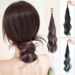 Đuôi ngựa bện nối dài tóc giả bện, y2k cô gái làm tóc bun tóc giả nữ tóc dài