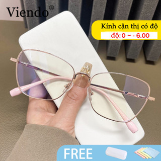  Gọng kính cận có đo mắt mèo nữ Viendo kim loại cao cấp kính mát chống ánh sáng xanh tia uv đổi màu khi ra nắng -0.5 -1.0 -1.5 -2.0 -2.5 -3.0 -3.5 -4.0 -4.5 -5.0 -5.5 -6.0 