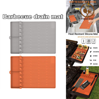 Popubear-2 Cái Kệ Bên Lưới Nướng Thảm Silicon Chịu Nhiệt Chống Trơn Trượt BBQ Lưới Thảm Thìa Dầu Nhỏ Giọt Nướng Nóng Miếng Lót Nướng Khay Chuẩn Bị Nhà Bếp Mặt Bàn Thoát Nước Thảm