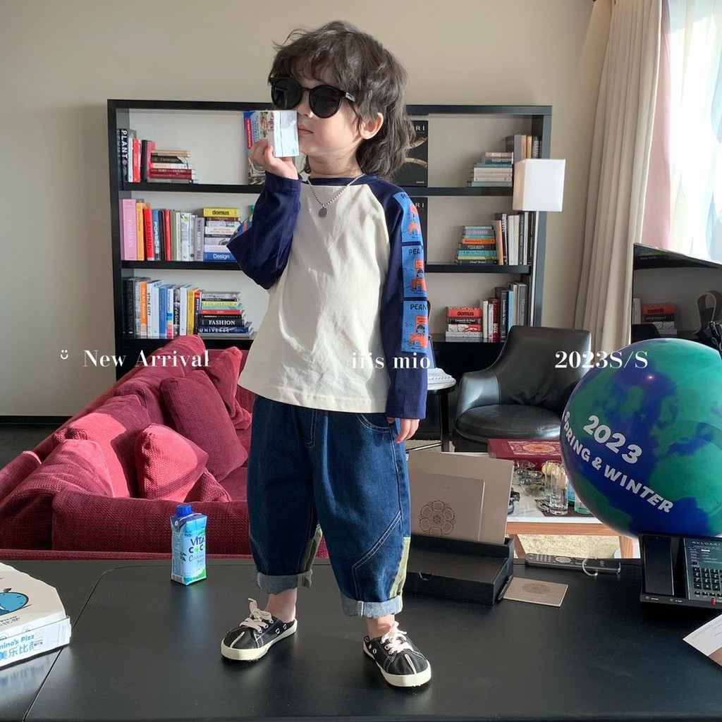 Boys' Cotton Long-Sleeved T-shirt Children's Fashion Stitching Bottoming Shirt