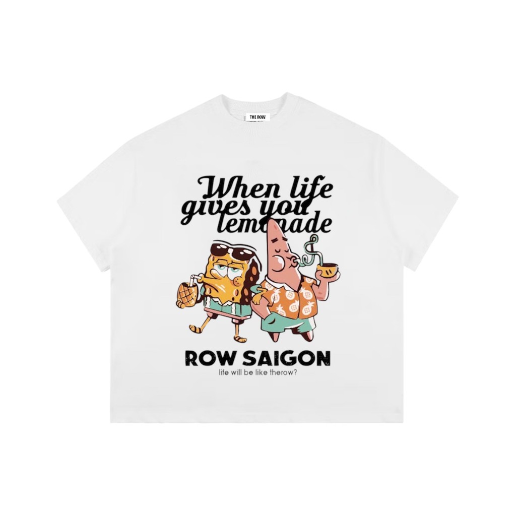 Áo Thun Big Boxy Local Brand THEROW Tay Ngắn Cotton "Patrick & Spongebob " Hoạt Hình Bọt Biển Unisex Nam Nữ Hot Trend | BigBuy360 - bigbuy360.vn