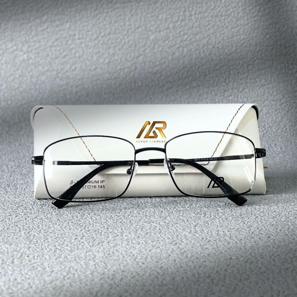 Gọng kính dáng vuông Aurum Eyewear - Mắt kính kim loại thời trang phù hợp cho cả nam và nữ