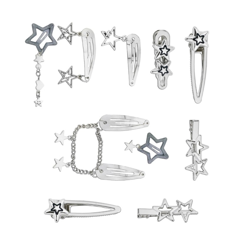 SJM 10 gói Kẹp tóc ngôi sao đầy màu sắc Biểu diễn sân khấu Trang trí ngôi sao Kẹp tóc