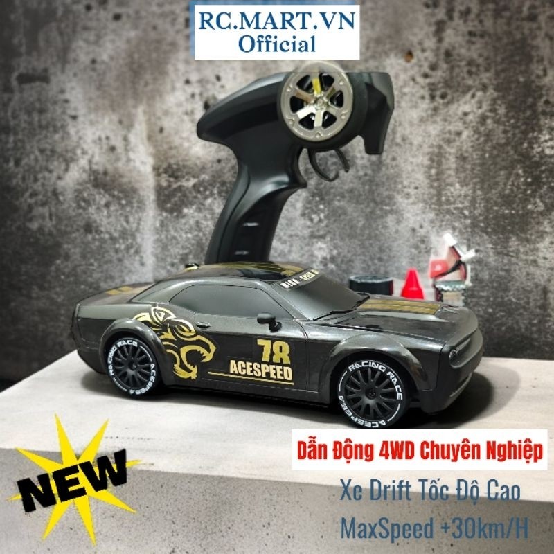 Xe Điều Khiển RC Mini Drift FQD 10 Có Gyro Servo Mustang BlackHaw 1:20 phiên bản nâng cấp, chạy nhan