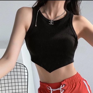 Áo ba lỗ nữ croptop tăm xuất khẩu vạt nhọn ôm body