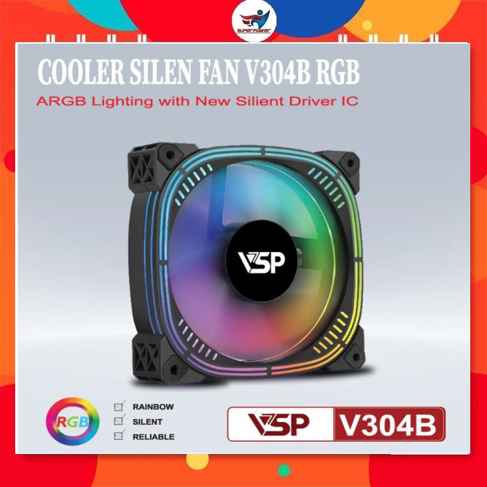Fan case VSP V304B LED RGB (Fan 12Cm, Tự chuyển LED RGB)