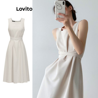 Đầm Lovito thiết kế chéo màu trơn phong cách thường ngày cho nữ L83EN354