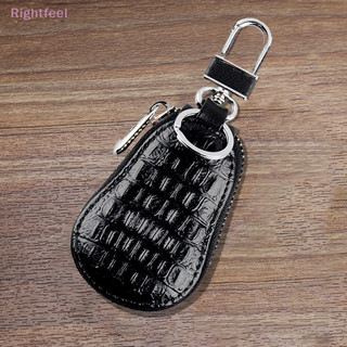 Rightfeel Cổ Điển Da Thật Chính Hãng Túi Chìa Khóa Xe Ô Tô Họa Tiết Cá Sấu Dây Kéo Ví Đựng Tiền Xu Móc Khóa Ví Chủ Nhà Mới