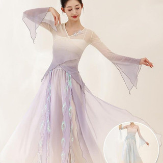 Khiêu Vũ Cổ Điển Cơ Thể Rhyme Gradient Bướm Gạc Đầm Culottes Trung Quốc Khiêu Vũ Nghệ Thuật Thi Trang Phục Khiêu Vũ Thực Hành Trang Phục
