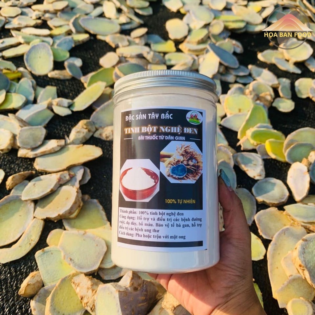 Tinh bột nghệ đen nga truật nguyên chất loại 1 xay lọc từ nghệ đen tươi, nghệ đen khô mật ong viên n