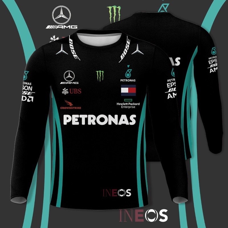 Jersey Lengan Panjang Lelaki Áo Thun Nam Tay Dài 2023 Mới Petronas F1 Áo Xe Máy Dài Tay
