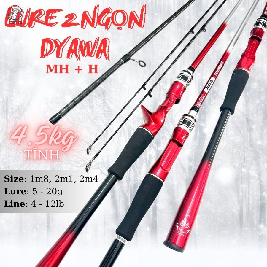 Cần Lure Bọ Cạp 2 ngọn DYAWA MH+H, Chất Liệu Carbon xoắn X, Đủ Size 1m8, 2m1, 2m4 - BF