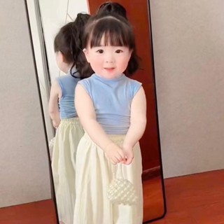 [An nhiên B26 ] Bộ quần đũi xuông ống sớ kèm áo tăm cách điệu cho bé gái từ 10 đến 30 kg , cho bé mặc mùa hè . Cotton