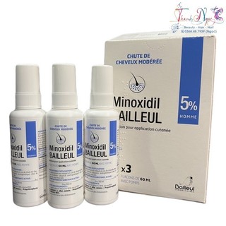Xịt chống rụng, kích thích mọc tóc Minoxidil Bailleul của Pharmacie Pháp ( 2% + 5% ) 60ml - TN
