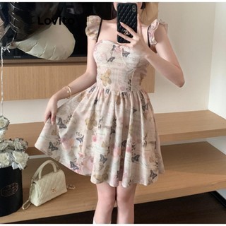 Đầm Lovito họa tiết hoa nhí phong cách thường ngày cho nữ LNE62521