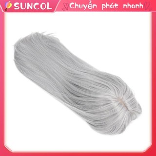 Suncol phụ nữ màu xám tóc dài giả cosplay thẳng tự nhiên cho hóa trang halloween