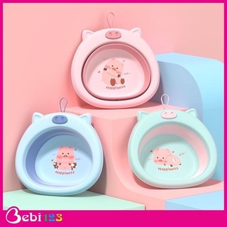 Thau chậu rửa mặt gấp gọn hình heo con đáng yêu cho bé