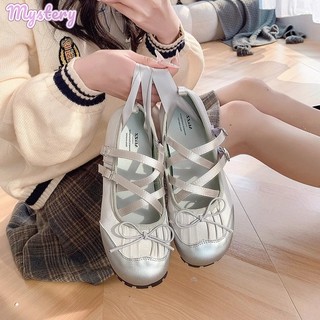 Giày đế bằng phong cách múa ba lê thoải mái dành cho nữ Giày Mary Jane thời trang bạc