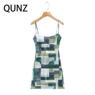 Đầm gợi cảm chặn màu lưng cao thời trang Qunz 7121