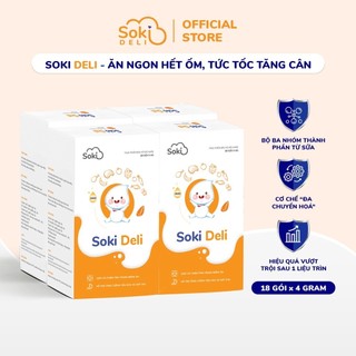 Combo 4 Hộp Bột Hòa Tan SOKI DELI Cải Thiện Tình Trạng Biếng Ăn Tăng Cường Tiêu Hóa Hấp Thu Cho Trẻ - 4 hộp (hộp 18 gói)