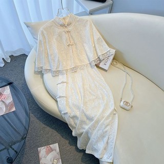 2024 Phiên bản cải tiến mới của Trung Quốc Sườn xám Tính khí cao cấp Slim-fit Gentle Yujie Fan Dress Suit 6.20