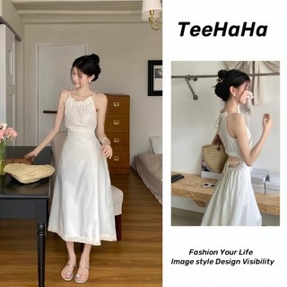 Váy 2 dây đi biển Váy trễ vai Đầm hai dây body dáng dài Thiết Kế Cảm Giác Rỗng Lộn Eo Dây Sling Đầm Mùa Hè 2024 Phong Cách Mới Hẹp Eo Ôm Hơn Nhìn Kỳ Nghỉ Phong Cách Váy Dài