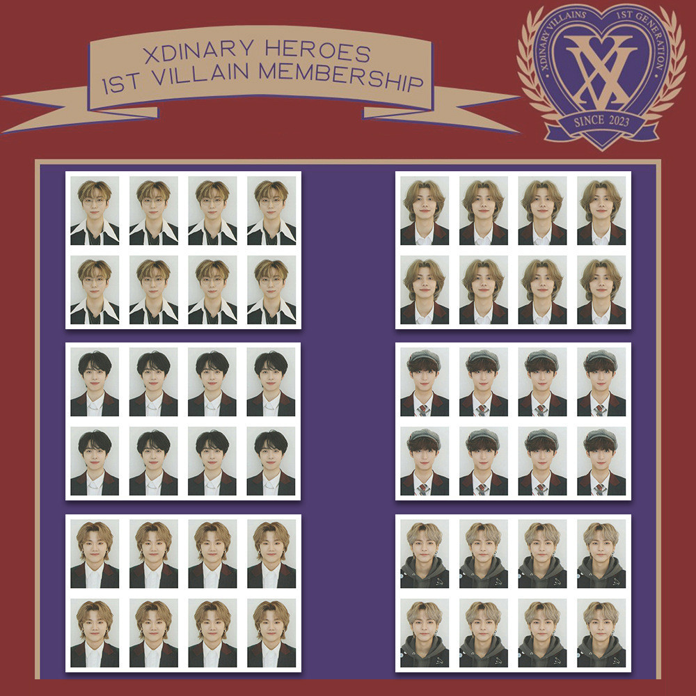 Xdinary Heroes Lomo Cards Nhân vật phản diện đầu tiên thành viên hộp đêm Photocards Gun-il Jungsu Ga